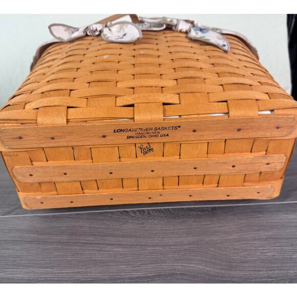Longaberger Large Rectangle Swing Handled Basket Signed 2000 Botanical Fields - Picture 6 of 10